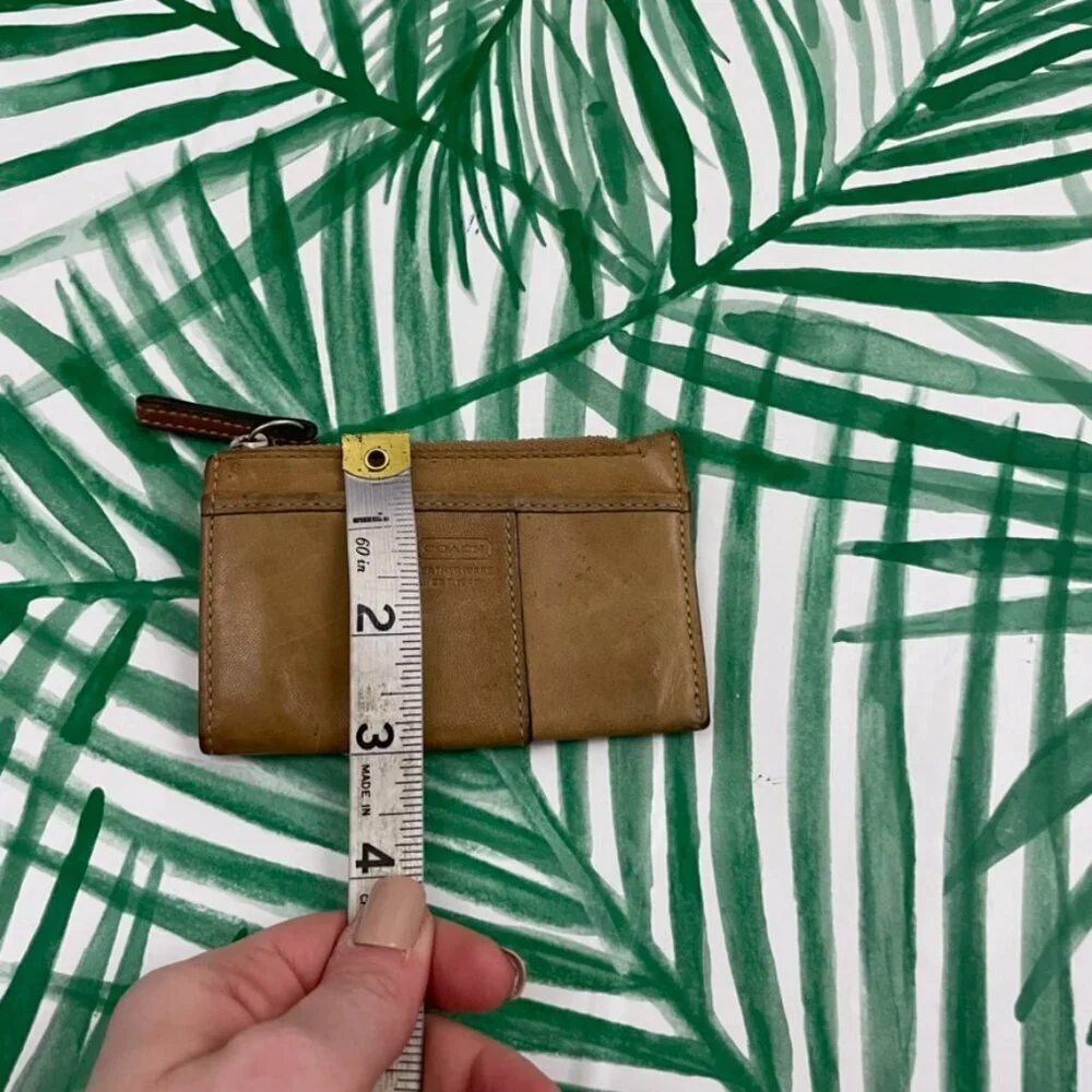 Vintage Coach Tan Brown Leather Card Holder Wallet Coin Purse